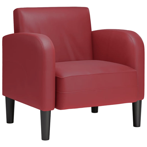 Sessel Weinrot Kunstleder Armlehnen 54cm