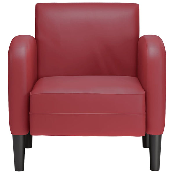 Sessel Weinrot Kunstleder Armlehnen 54cm