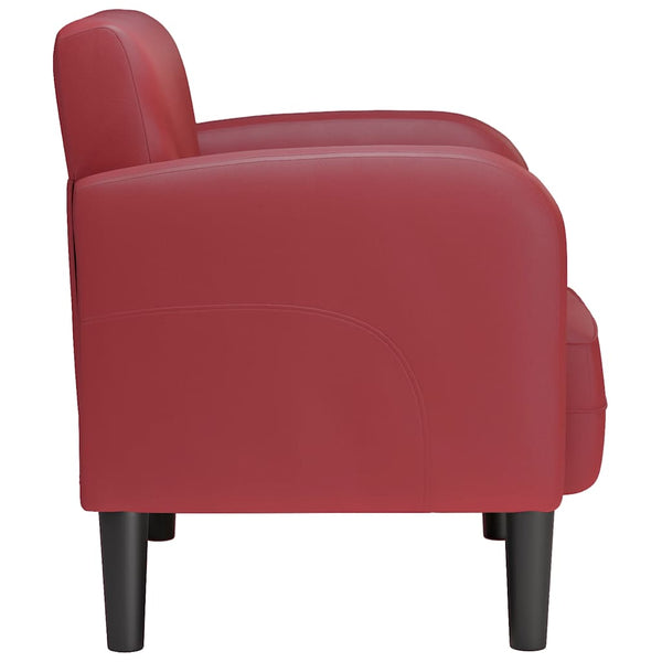 Sessel Weinrot Kunstleder Armlehnen 54cm