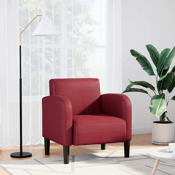 Sessel Weinrot Kunstleder Armlehnen 54cm