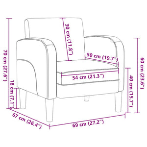Sessel Cappuccino-Braun Kunstleder Armlehnen 54 cm