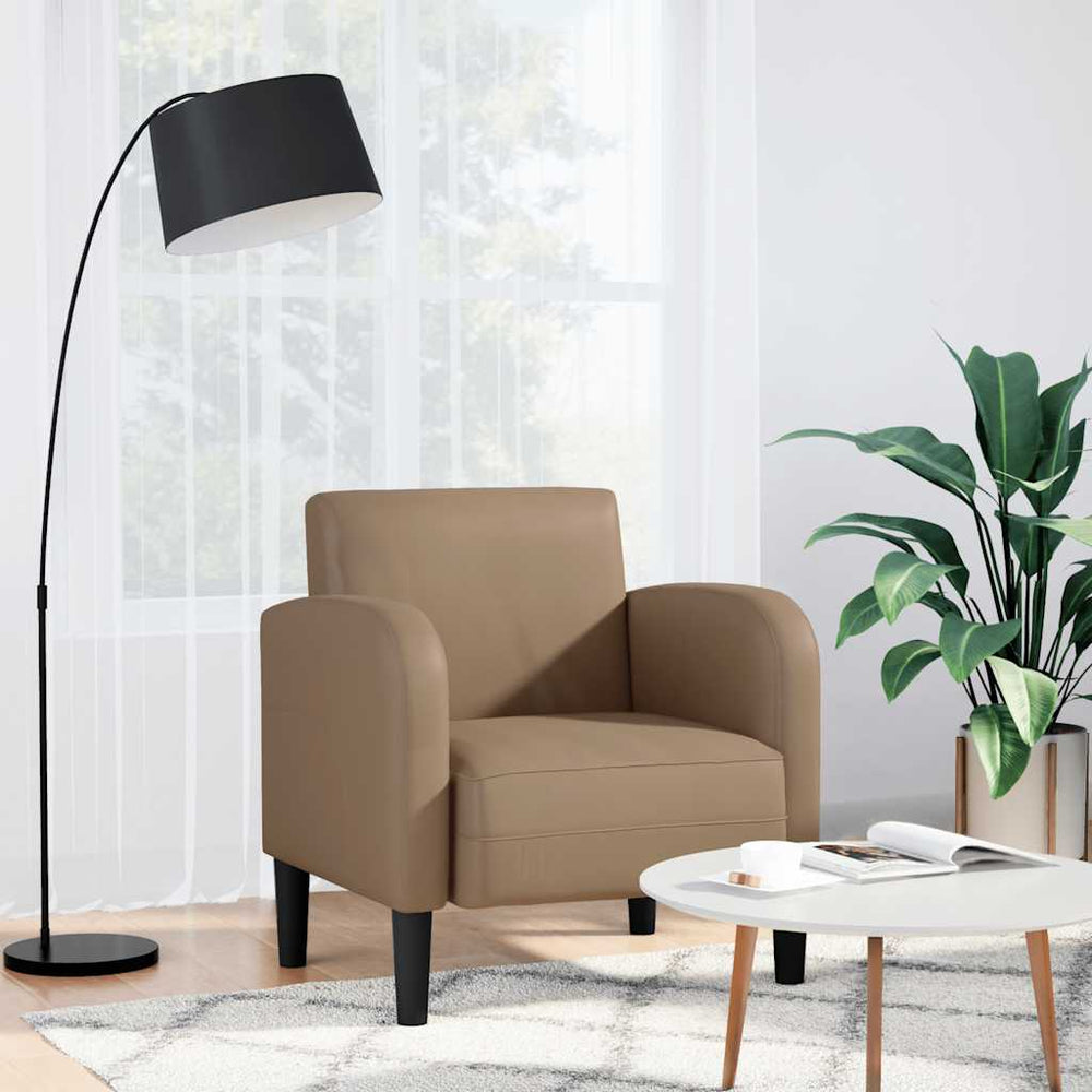 Sessel Cappuccino-Braun Kunstleder Armlehnen 54 cm