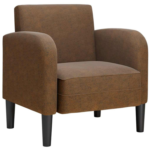 Sessel Braun Kunstleder Armlehnen 54cm