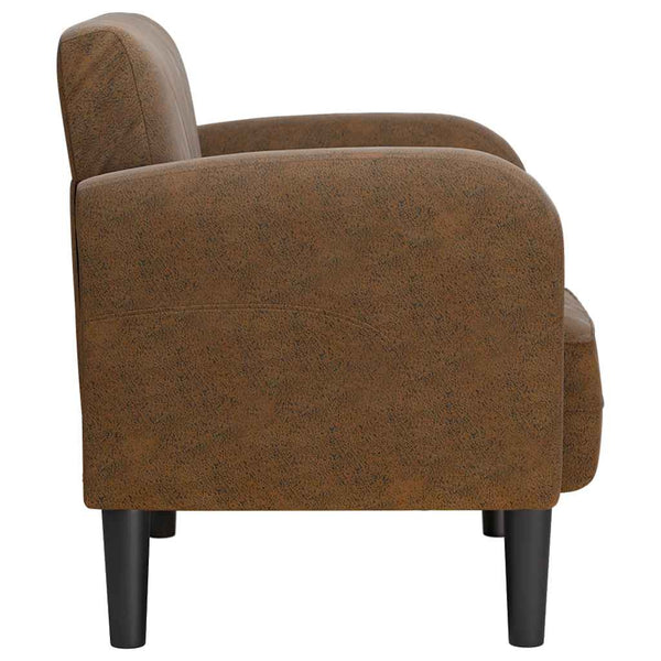 Sessel Braun Kunstleder Armlehnen 54cm