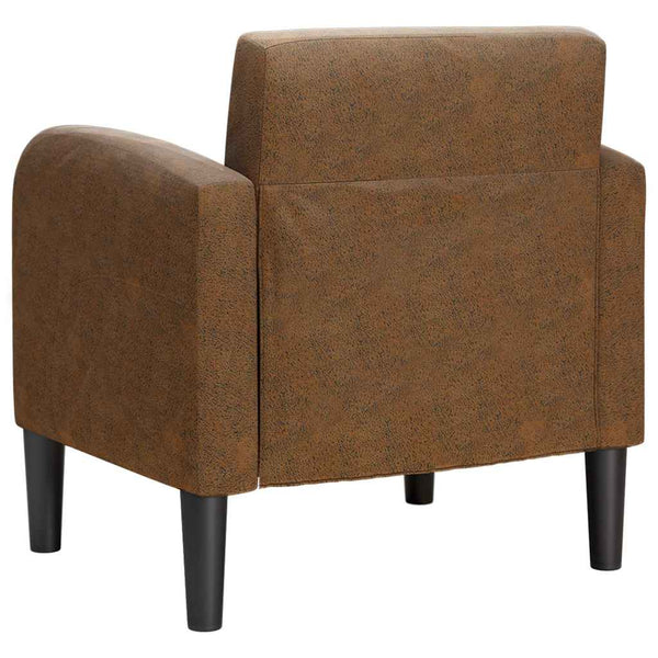 Sessel Braun Kunstleder Armlehnen 54cm