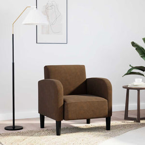 Sessel Braun Kunstleder Armlehnen 54cm