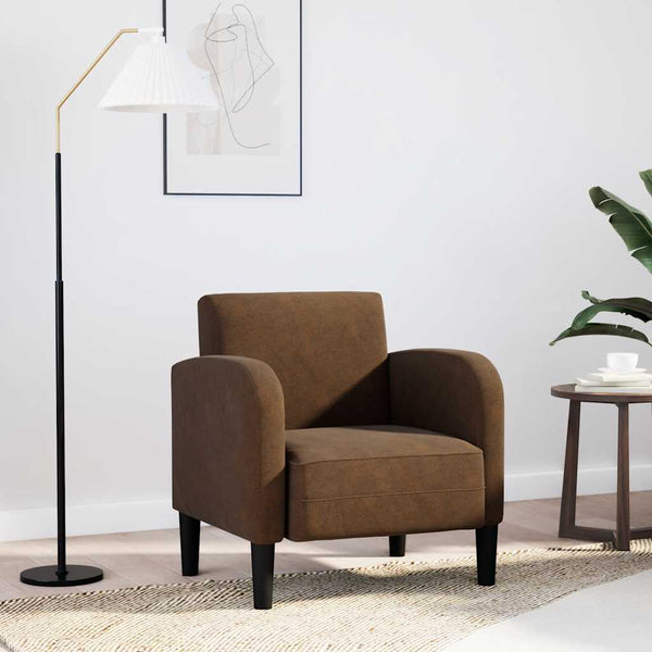 Sessel Braun Kunstleder Armlehnen 54cm