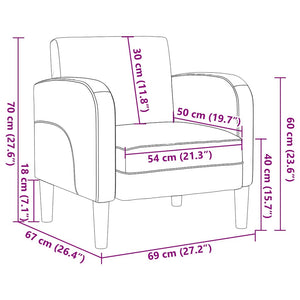 Sessel Dunkelgrau Kunstleder Armlehnen 54 cm
