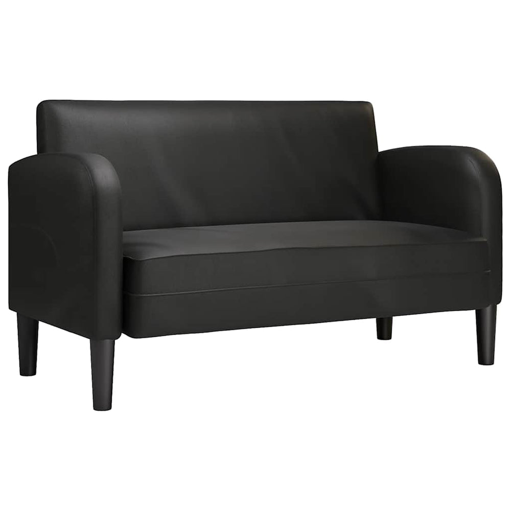 Schwarzes Kunstleder Zweisitzer Sofa 110 cm