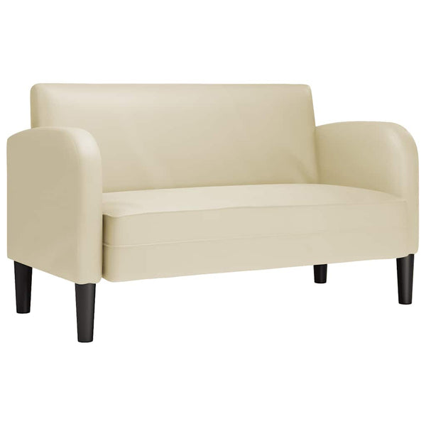 Creme Zweisitzer Sofa Kunstleder 110 cm