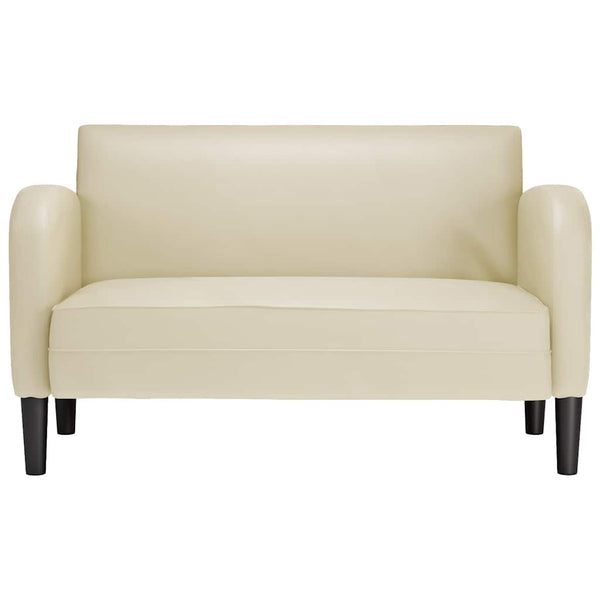 Creme Zweisitzer Sofa Kunstleder 110 cm