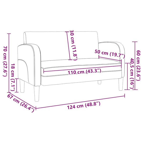 Creme Zweisitzer Sofa Kunstleder 110 cm
