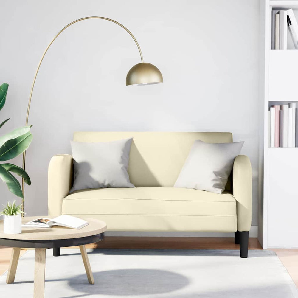 Creme Zweisitzer Sofa Kunstleder 110 cm