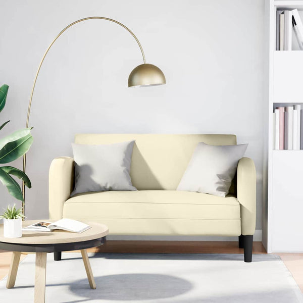 Creme Zweisitzer Sofa Kunstleder 110 cm