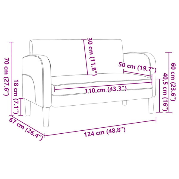 Graues Zweisitzer-Sofa, 110 cm, Kunstleder