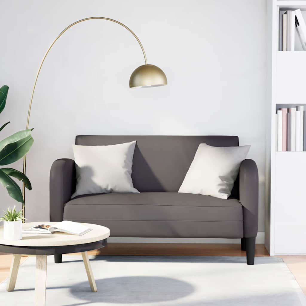 Graues Zweisitzer-Sofa, 110 cm, Kunstleder