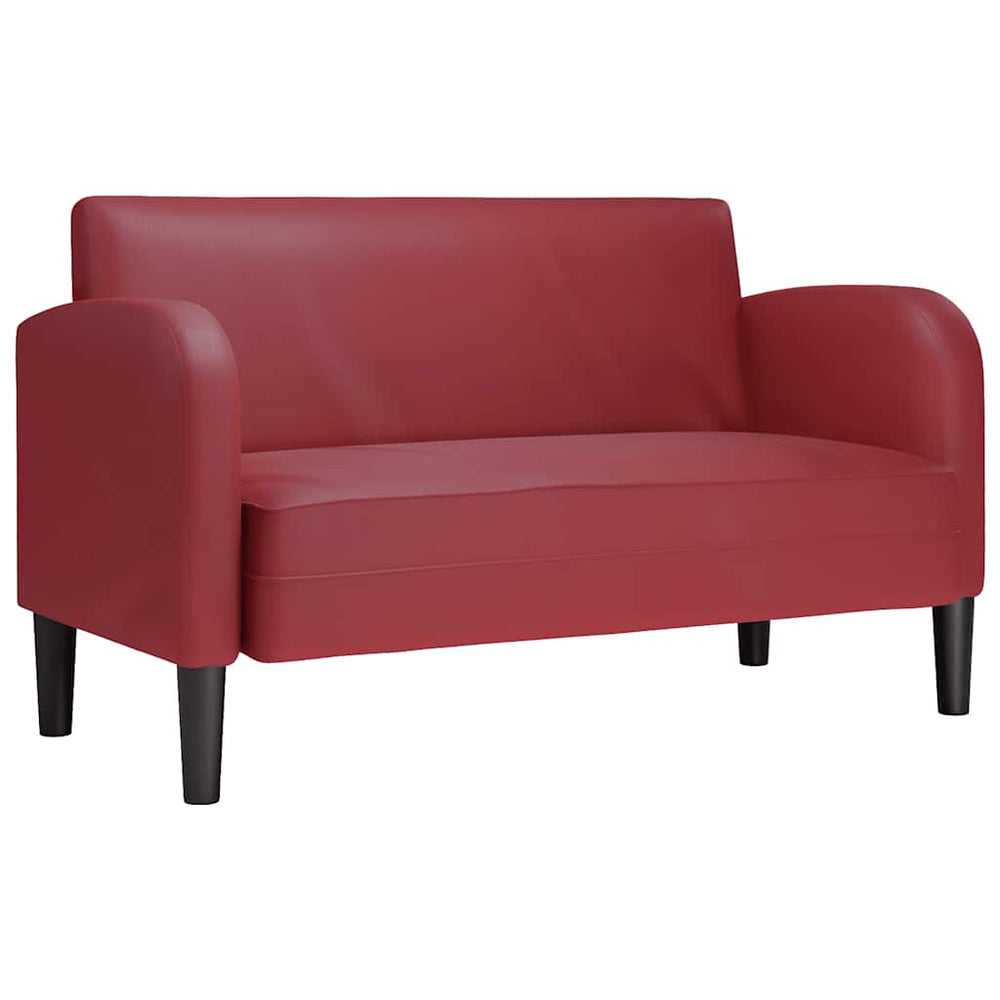 Weiches Zweisitzer-Sofa Weinrot Kunstleder 110cm