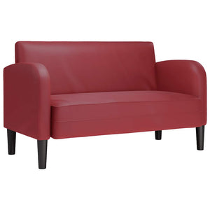 Weiches Zweisitzer-Sofa Weinrot Kunstleder 110cm