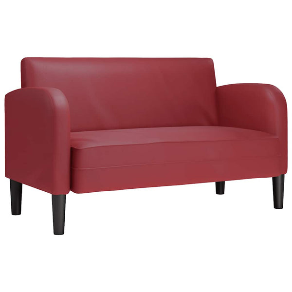 Weiches Zweisitzer-Sofa Weinrot Kunstleder 110cm