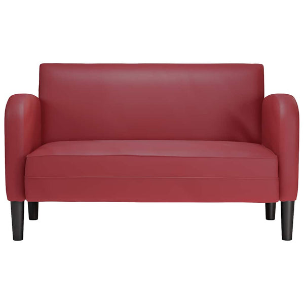 Weiches Zweisitzer-Sofa Weinrot Kunstleder 110cm