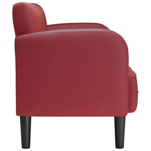Weiches Zweisitzer-Sofa Weinrot Kunstleder 110cm