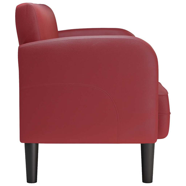 Weiches Zweisitzer-Sofa Weinrot Kunstleder 110cm
