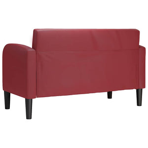 Weiches Zweisitzer-Sofa Weinrot Kunstleder 110cm