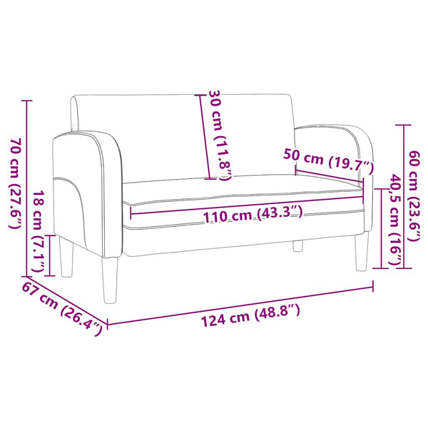 Weiches Zweisitzer-Sofa Weinrot Kunstleder 110cm