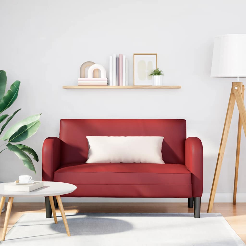 Weiches Zweisitzer-Sofa Weinrot Kunstleder 110cm