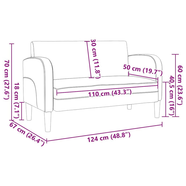 Zweisitzer Sofa Cappuccino-Braun Kunstleder 110cm
