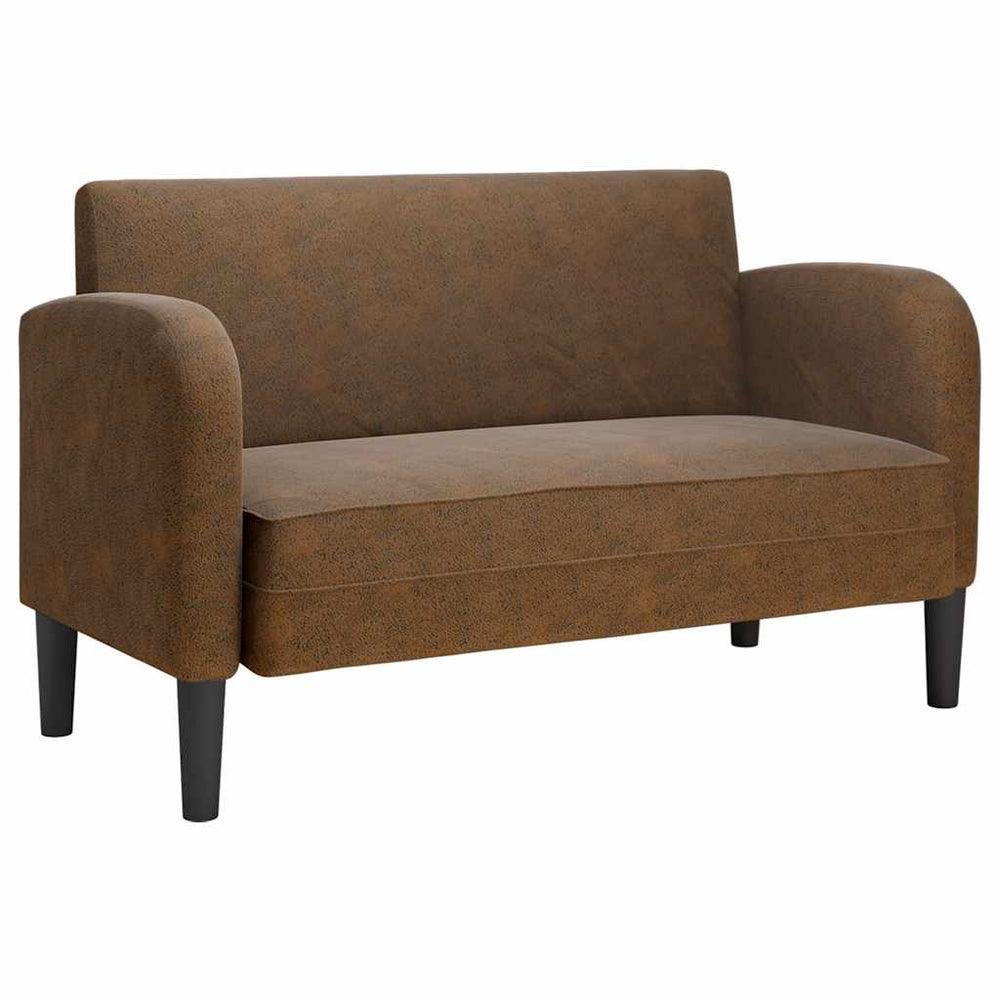 Braunes Zweisitzer Sofa Kunstleder 110cm