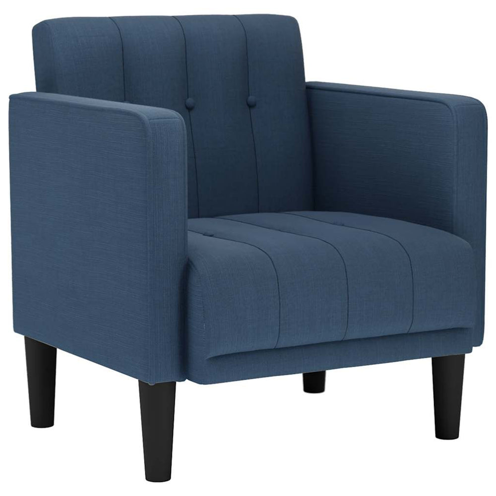 Blauer Sessel mit Armlehnen, Stoffbezug