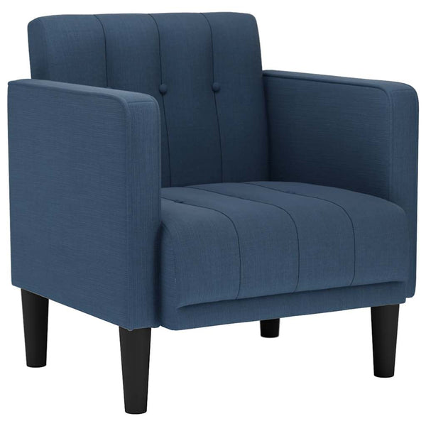 Blauer Sessel mit Armlehnen, Stoffbezug