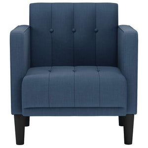 Blauer Sessel mit Armlehnen, Stoffbezug