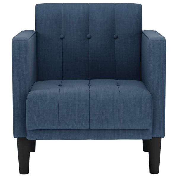 Blauer Sessel mit Armlehnen, Stoffbezug