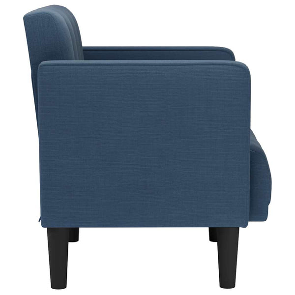 Blauer Sessel mit Armlehnen, Stoffbezug