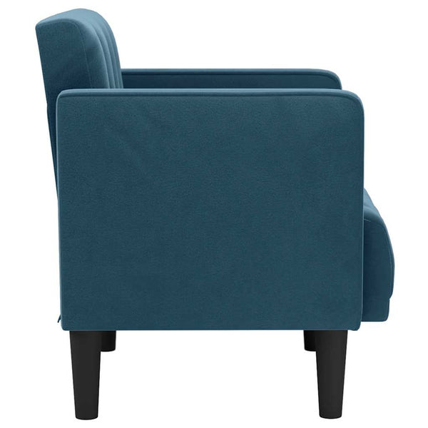 Blauer Samt Sessel mit Armlehnen