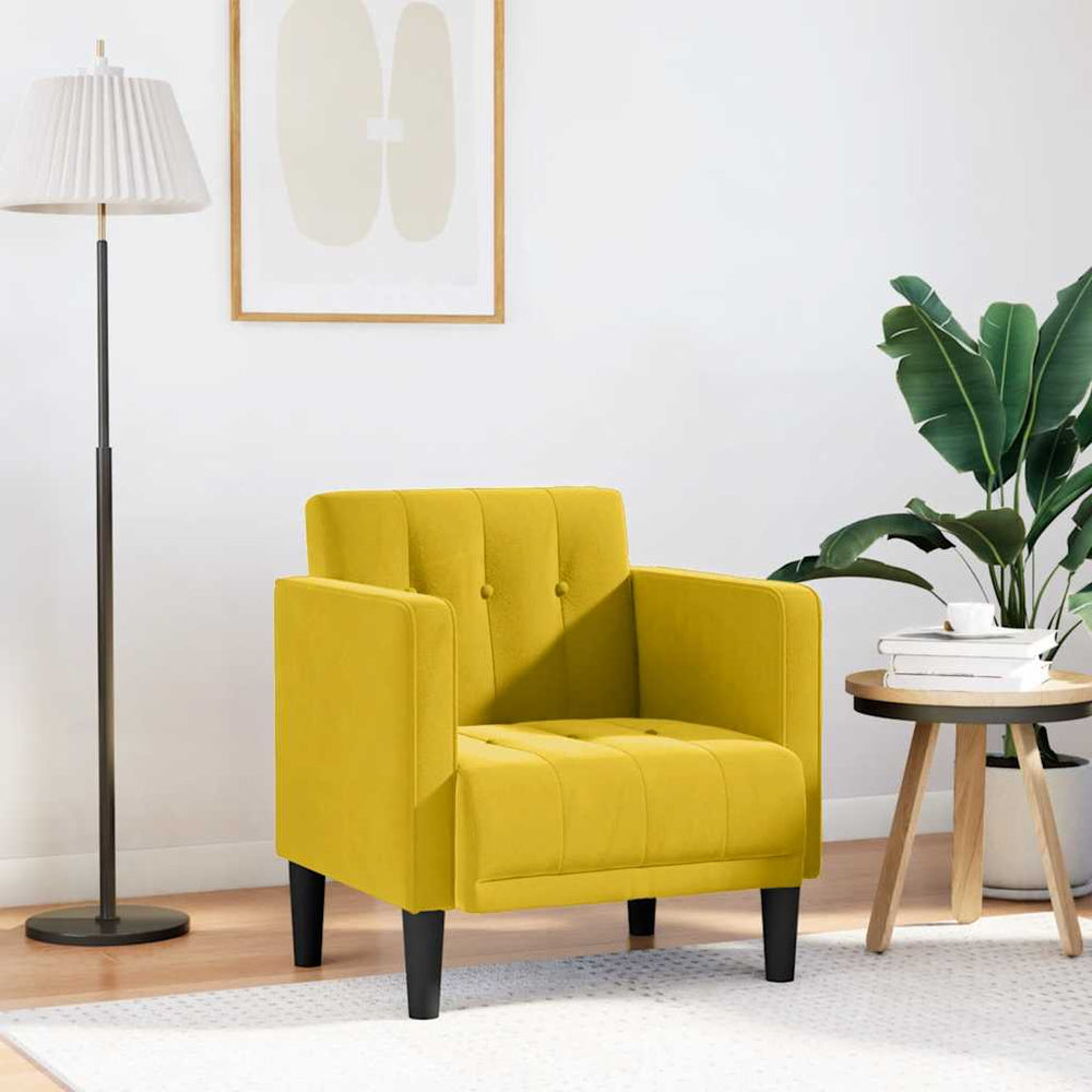 Gelber Samt Sessel mit Armlehnen