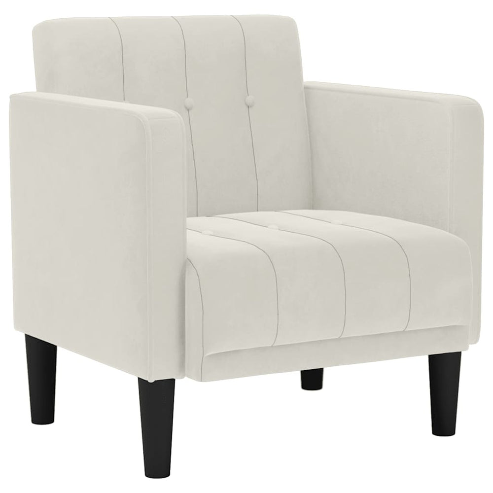 Sessel Creme Samt Armlehnen 53 cm