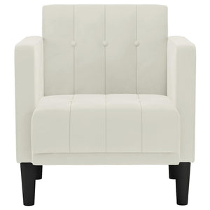 Sessel Creme Samt Armlehnen 53 cm