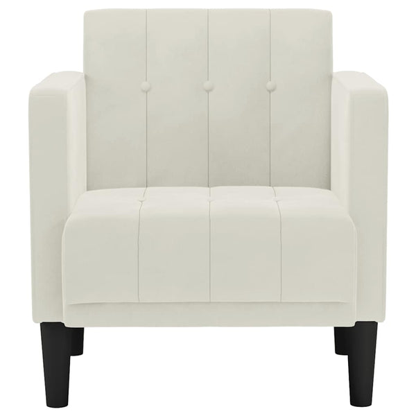 Sessel Creme Samt Armlehnen 53 cm