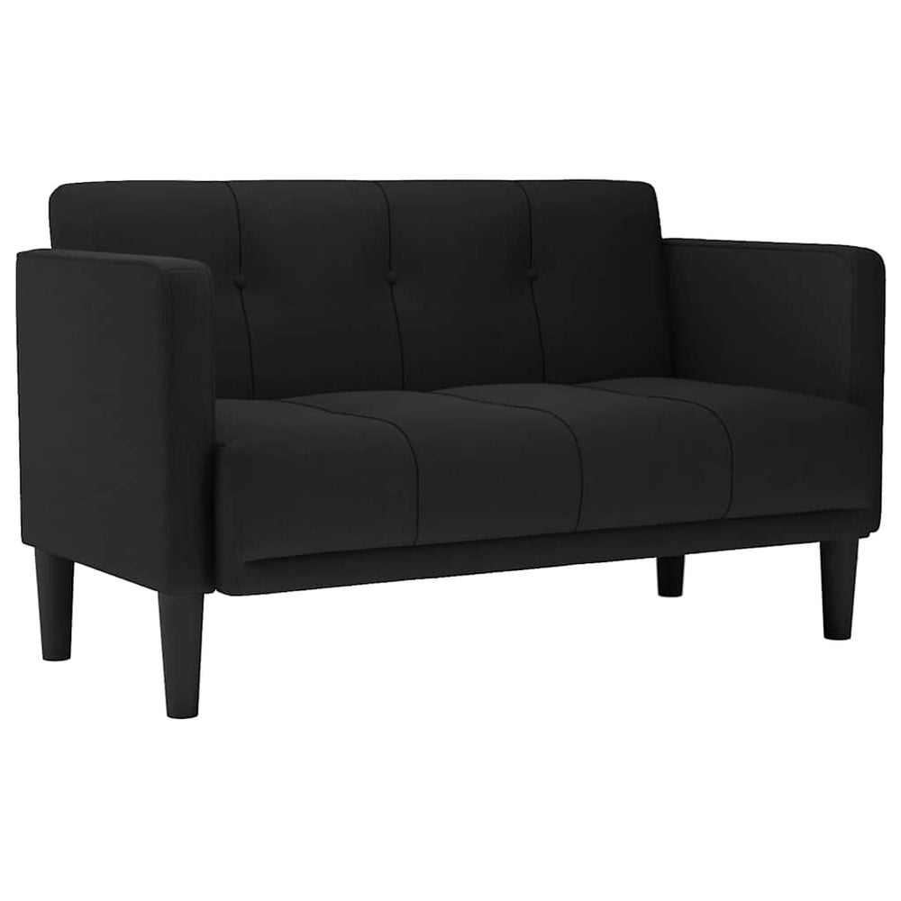 Schwarzes Zweisitzer-Sofa, 111 cm