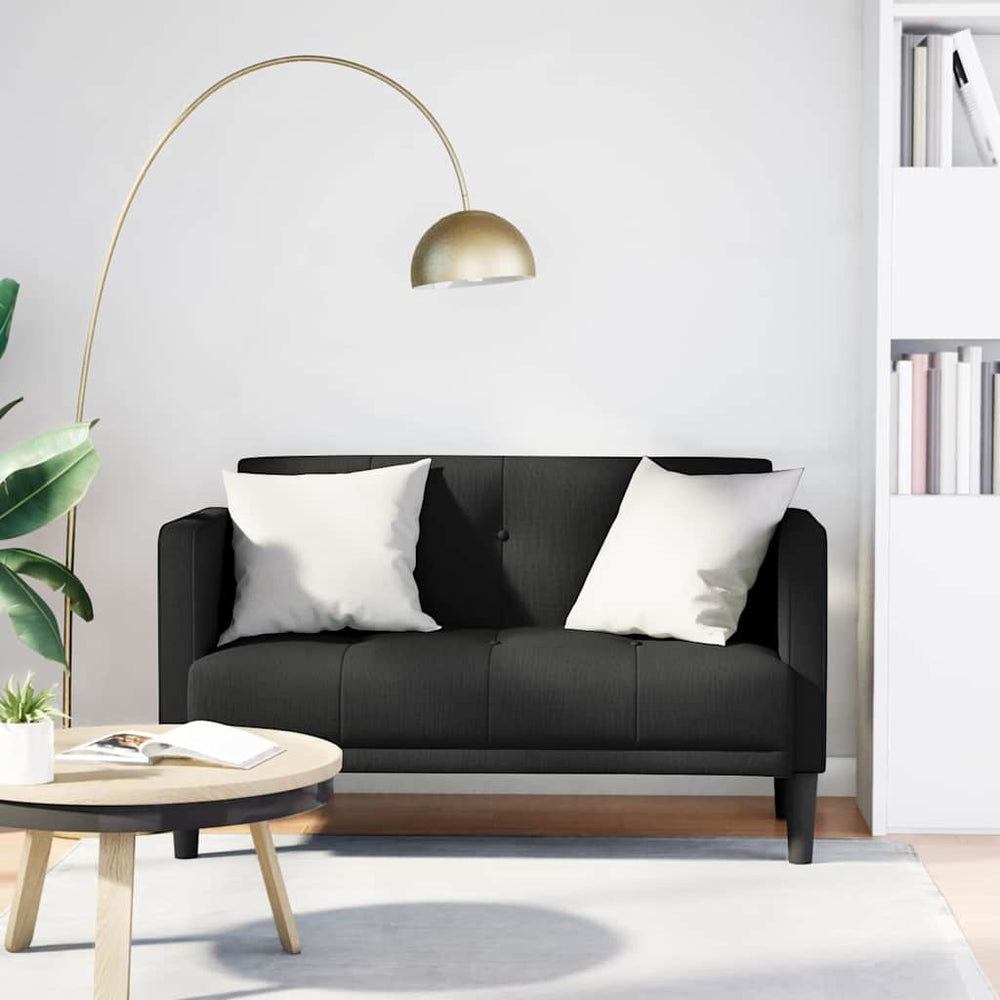Schwarzes Zweisitzer-Sofa, 111 cm