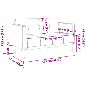 Blaues Zweisitzer-Sofa, 111 cm