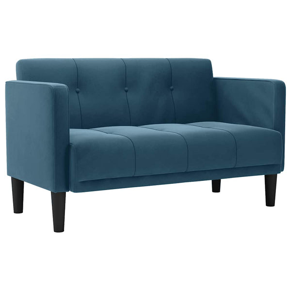 Blaues Samt Zweisitzer Sofa, 111cm