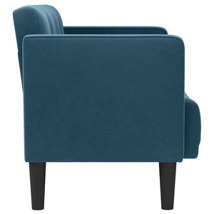 Blaues Samt Zweisitzer Sofa, 111cm