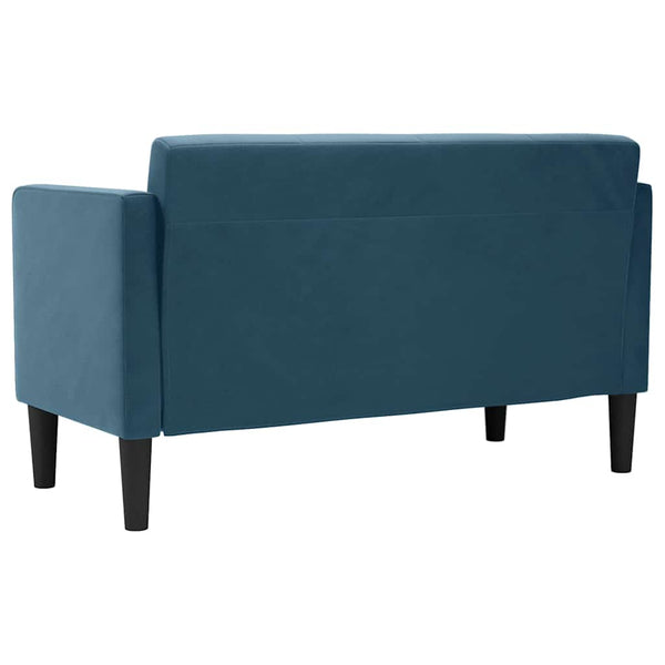 Blaues Samt Zweisitzer Sofa, 111cm