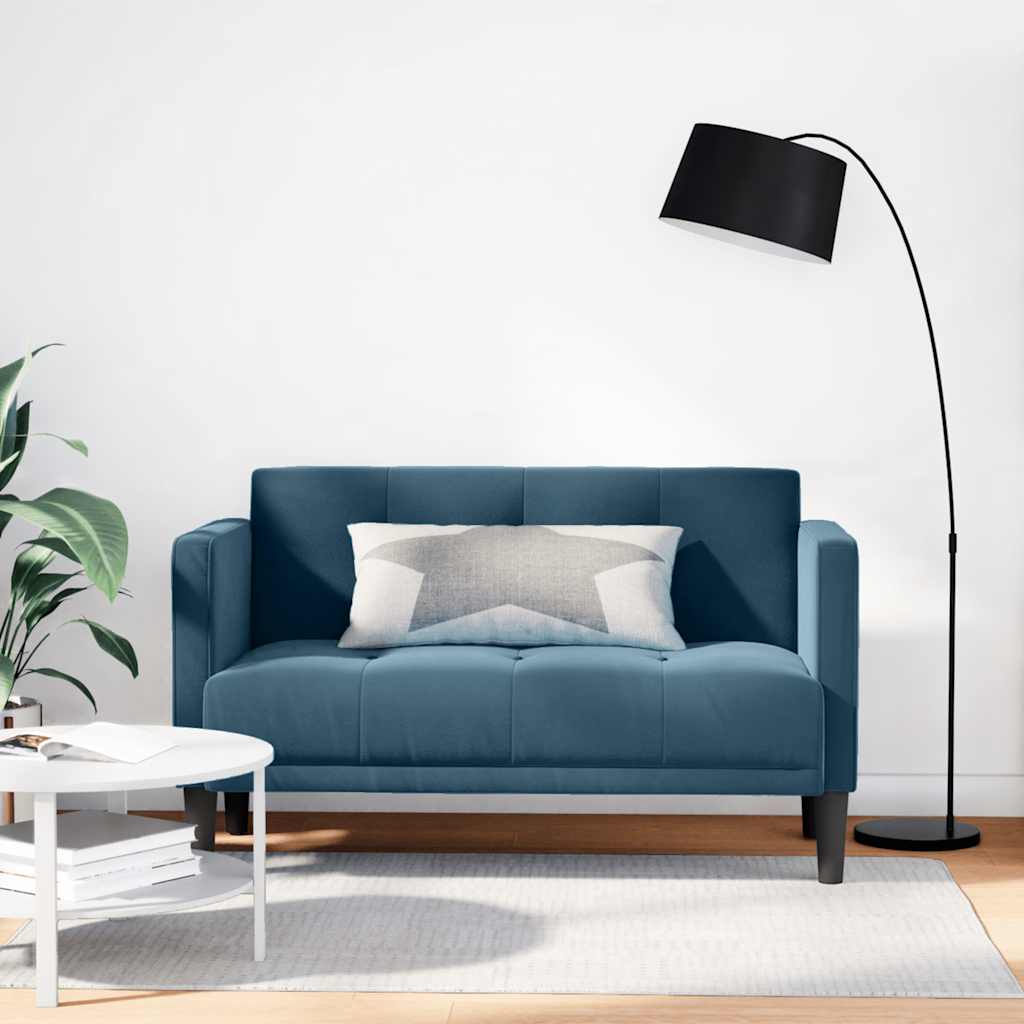 Blaues Samt Zweisitzer Sofa, 111cm
