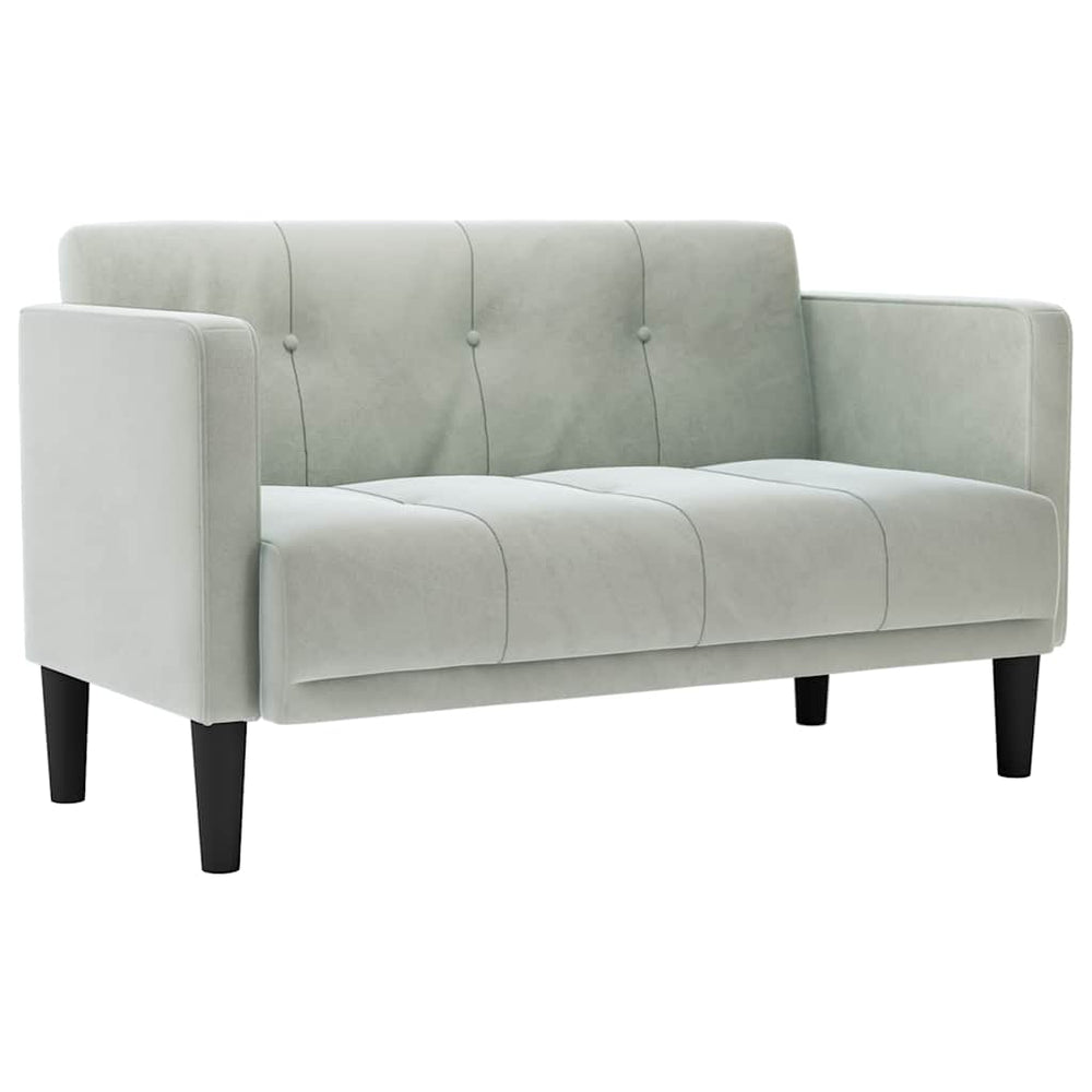 Hellgraues Samt Zweisitzer Sofa 111 cm