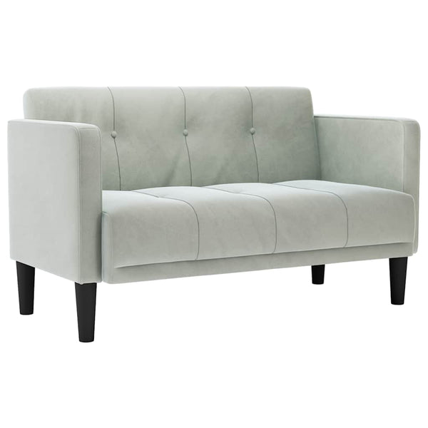 Hellgraues Samt Zweisitzer Sofa 111 cm